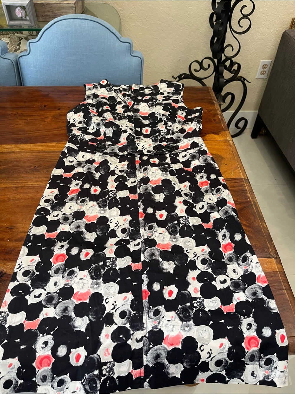 Milly Black, White & Coral Sleeveless Sheath Dress
